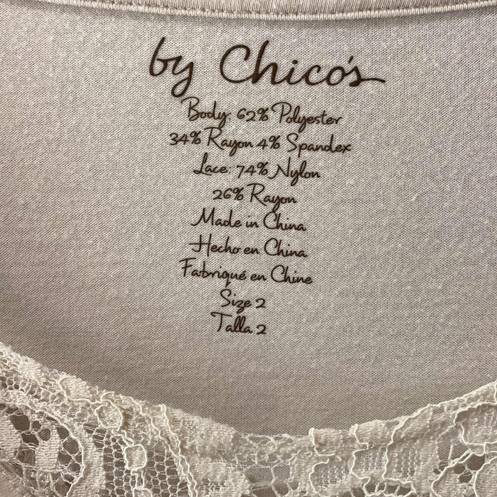 Chico’s Angie Lace Detail Long Sleeve Top Ladies 2 - Picture 9 of 15